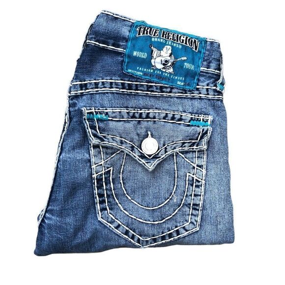 Vintage True Religion Jeans Size 33 RICKY SUPER T Blue - Picture 1 of 13